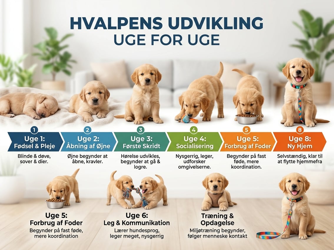 Guide til hvalpens udvikling uge for uge